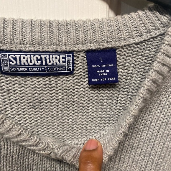 Authentic STRUCTURE Gray V Neck Men Sweater Size L - Picture 2 of 6